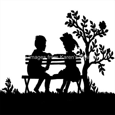 Silhouette Pictures 10 - Boy and Girl on Bench