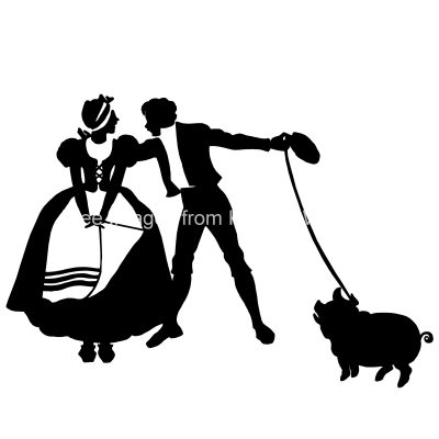 Silhouette Pictures 12 - Man and Woman and Pig