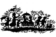 Free Silhouette Designs 1 - Children Walk though Woodlands