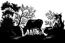 Free Silhouette Designs 7 - Cow at a Stream