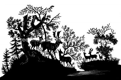 Free Silhouette Designs 5 - Deer in the Forest
