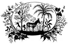 Silhouette Graphics 1 - Zebra and Monkeys in Forest