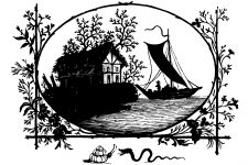 Silhouette Graphics 9 - House and Boat on the River