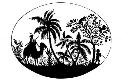 Silhouette Graphics 3 - Camel under Palm Trees