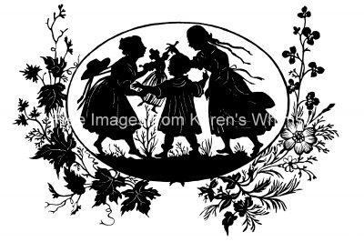 Silhouette Graphics 5 - Girls Playing with a Doll