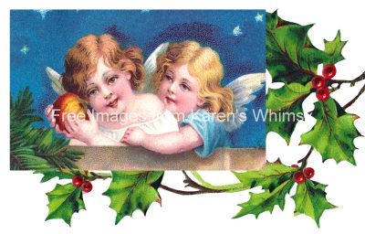 Xmas Images 1 - Two Angels and Holly
