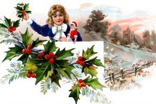 Xmas Images 4 - Child with Doll and Holly
