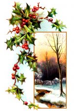 Christmas Designs 1 - Holly with Winter Scene