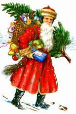 Christmas Tree Clipart 4 - Santa Carrying Tree