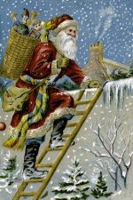 Santa Claus Images 3 - Climbing a Ladder
