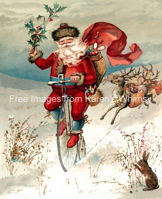 Santa Claus Images 4 - Riding a Bicycle