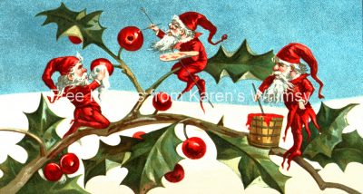 Elf Clipart 3 - Sprucing Up Berries