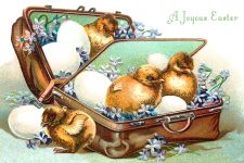 Free Easter Clip Art 2 - Suitcase of Chicks and Eggs