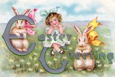 Free Easter Clip Art 3 - Girl with Bunnies