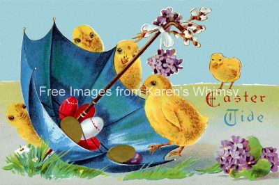 Free Easter Clip Art 6 - Chicks with Eggs in Umbrella