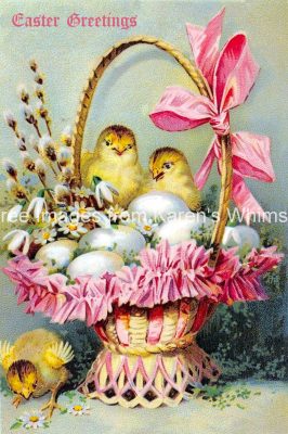 Easter Chicks Clipart 4 - Basket of Eggs