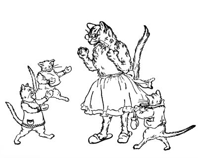 Kitten Coloring Pages 3 - Kittens with Mother Cat