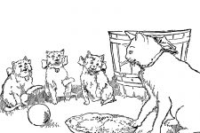 Cat Coloring Pages 2 - Hungry Kittens