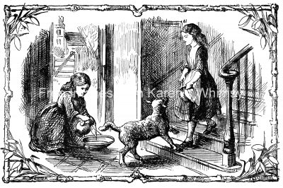 Vintage Images 1 - Two Girls With A Lamb