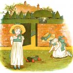 Vintage Clip Art 4 - Girls Playing on Lawn