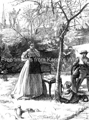 Royalty Free Vintage Images 7 - Family Relaxes in the Garden