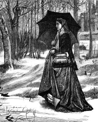 Royalty Free Vintage Images 8 - Woman Walks Through Snow
