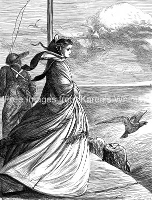 Free Vintage Clipart 4 - Woman Gazes at Sea