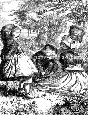 Free Vintage Clipart 6 - Group of Girls Gardening