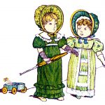 Baby Girl Clipart 2 - Two Girls with Pull Toy