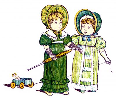 Baby Girl Clipart 2 - Two Girls with Pull Toy