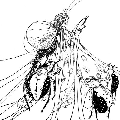 Fairy Clip Art Black and White 1 - Spiders Help the Queen