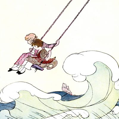 Free Clip Art Children 3 - Swinging over the Seas