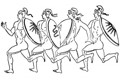 Ancient Olympics 5 - Greek Runners with Shields