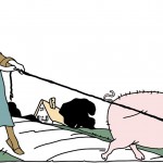 Pig Images 5 - Pig Leads Child on Path
