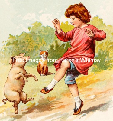 Pig Images 4 - Pig and Child Dancing