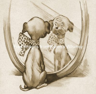 Dog Cartoons 1 - Happy with his Reflection