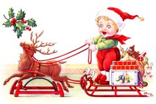 Reindeer Clipart 5 - Cute Kid with Toy Reindeer