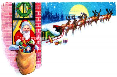 Reindeer Clipart 1 - Santa Looks out a Window