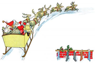 Reindeer Clipart 2 - Santa with Reindeer