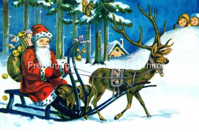 Reindeer Clipart 4 - Santa and Reindeer in the Woods